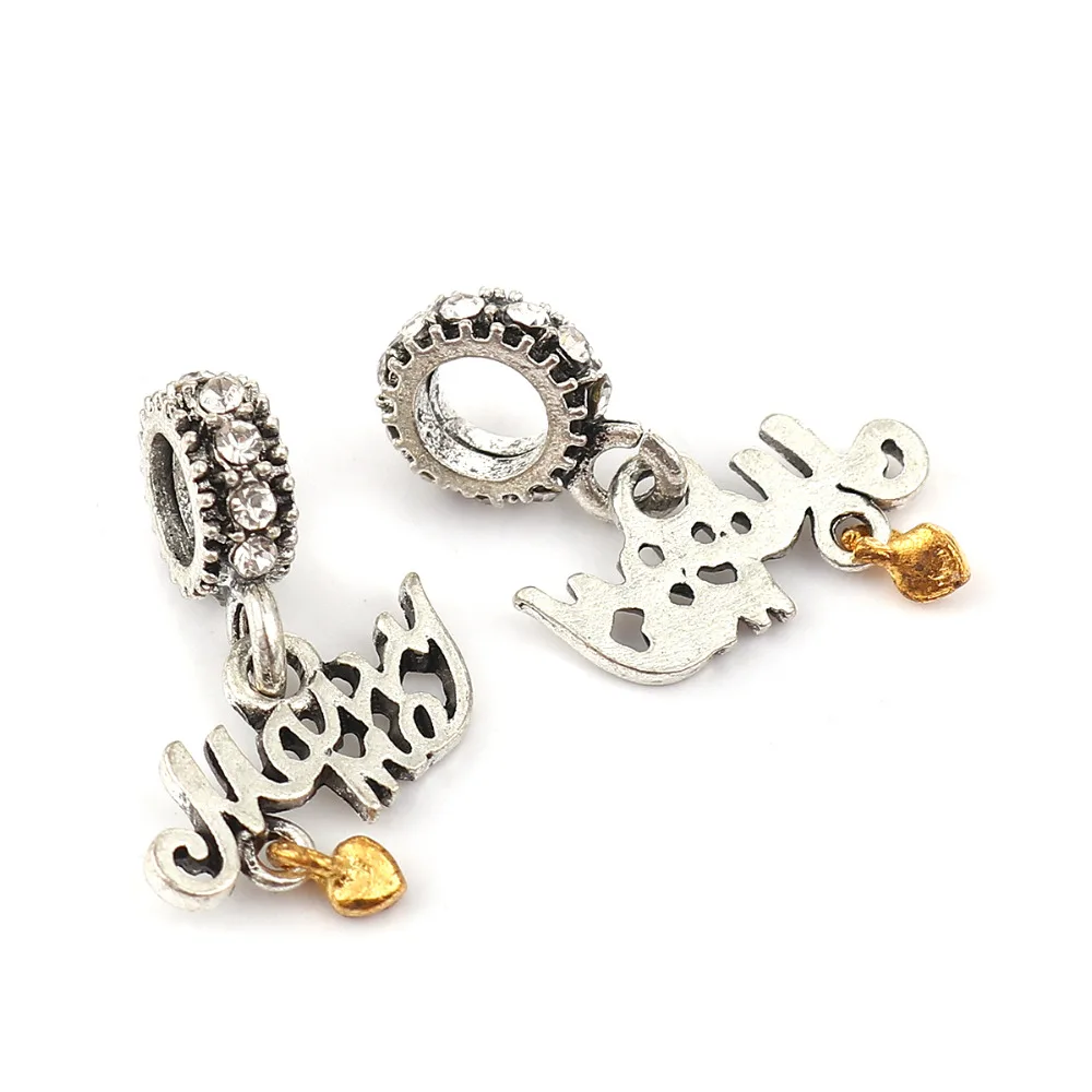 Doreen Box европейский стиль большие отверстия бусы с подвеской шармом серебристый