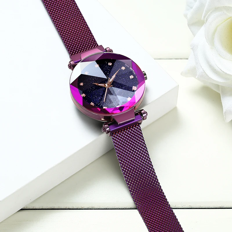 Лидер продаж для amazon Фиолетовый алмазный Магнитный relojes de mujer Дамские женские наручный браслет, ремешок