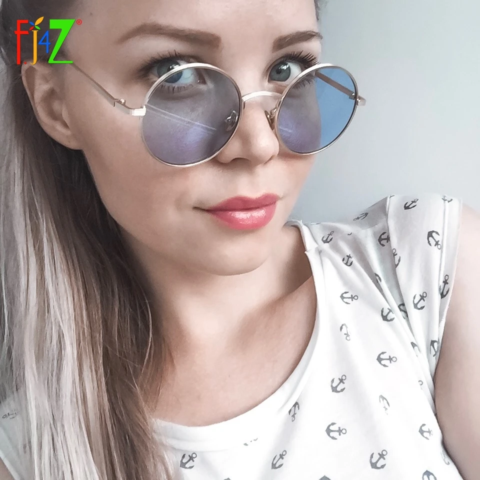 F. J4Z Горячая Мода крутые Круглые Женские очки оттенки Ретро панк Солнцезащитные очки металлическая оправа Защита солнцезащитные очки