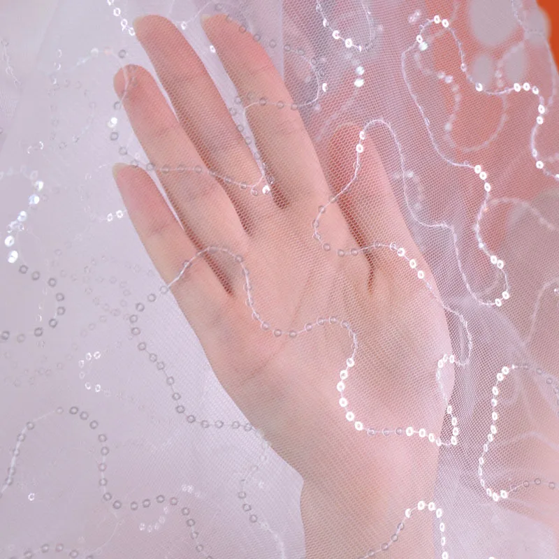 Свадебное украшение высокое качество блестки кружевная ткань свадебное платье