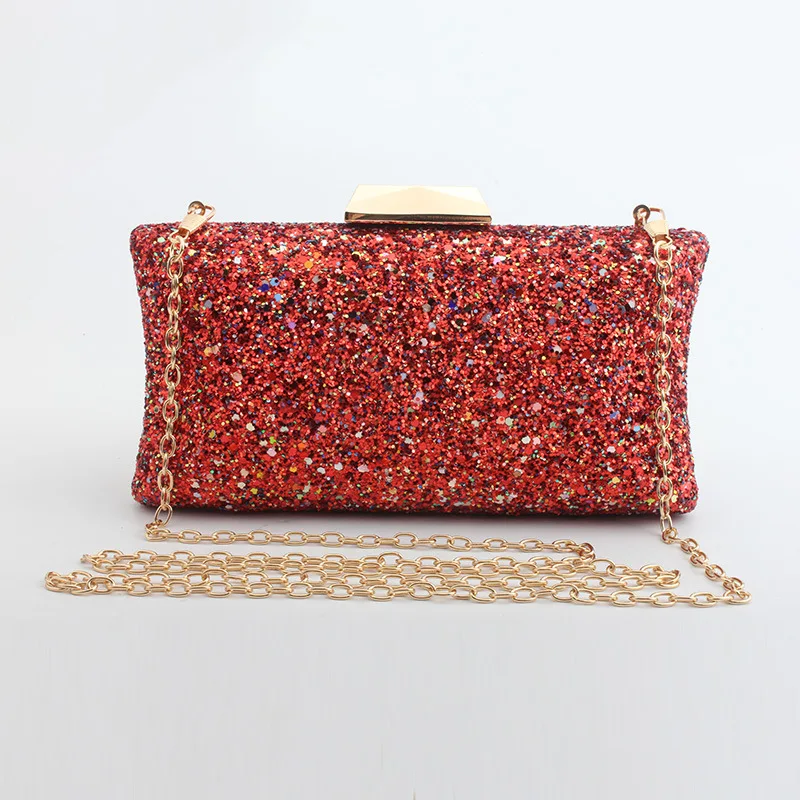 New arrival shiny Sequins clutch evening bag handbag for women party with chain shoulder crossbody wedding mini purse | Багаж и сумки
