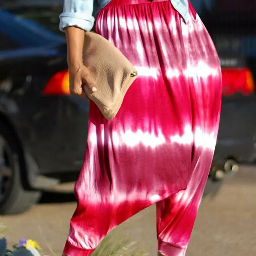 Модные повседневные женские длинные брюки в стиле бохо с цветочным принтом