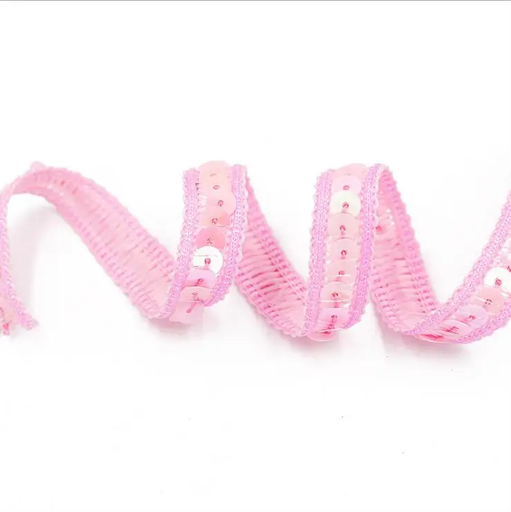 Light Pink 5 Ярд блестками стрейч кружево Аппликация вышитые плетеные сетчатые ленты кисточка отделка группа кружево с блестками шнур шитье украшения - Цвет: Light Pink