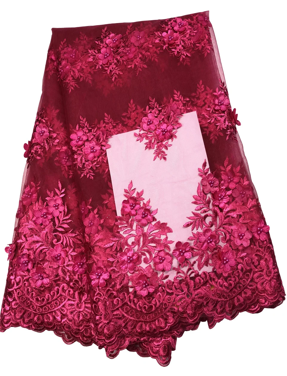 Благородная ткань Африканская ручная вышивка бисером кружева 3d аппликация