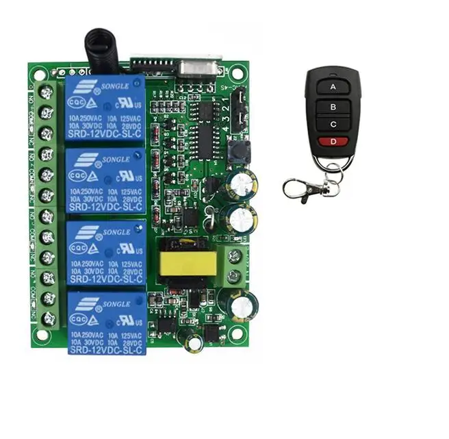 add 1pcs remote Умный дом 220 V 4CH RF Беспроводная система дистанционного управления/РАДИО переключатель дистанционного управления приемник гаражная дверь ворота 433mhz 315mhz - Цвет: add 1pcs remote
