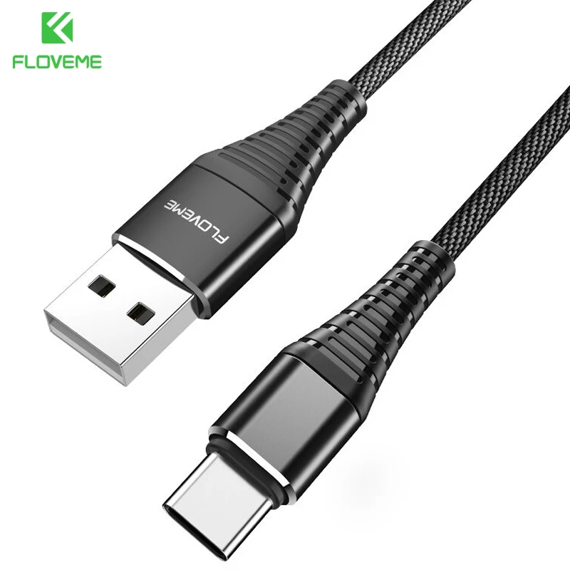 FLOVEME высокопрочный кабель usb type-C для Xiaomi Redmi Note7, шнур для передачи данных, кабель для быстрой зарядки телефона для samsung Galaxy S8 S9 S10 Plus - Цвет: Type-C New Black