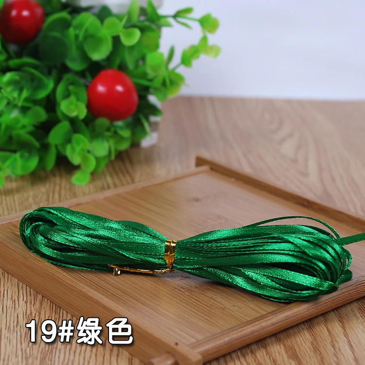 green 10 м/лот) 1/" 3 мм разные цвета атласные ленты для упаковки одежды DIY отделка ленточка Аксессуары Подарочные рождественские ленты - Цвет: green