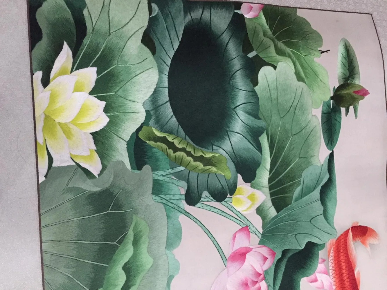 Шелковая вышивка lotus and koi carps ручной работы китайская живопись декор стен Suzhou | Дом