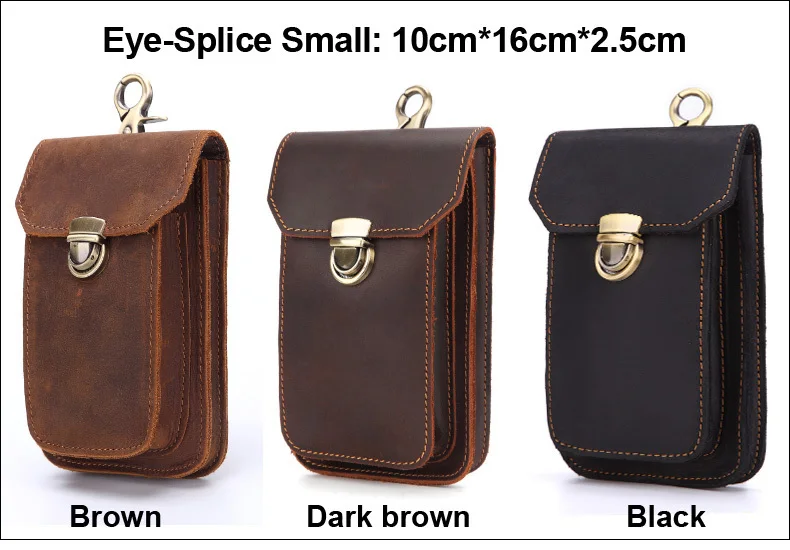 MISFITS Crazy Horse Genuine Leather Waist Packs Men Casual Small Fanny Pack Belt Loops Hip Bum Bag Waist Bag Phone Pouch Purses