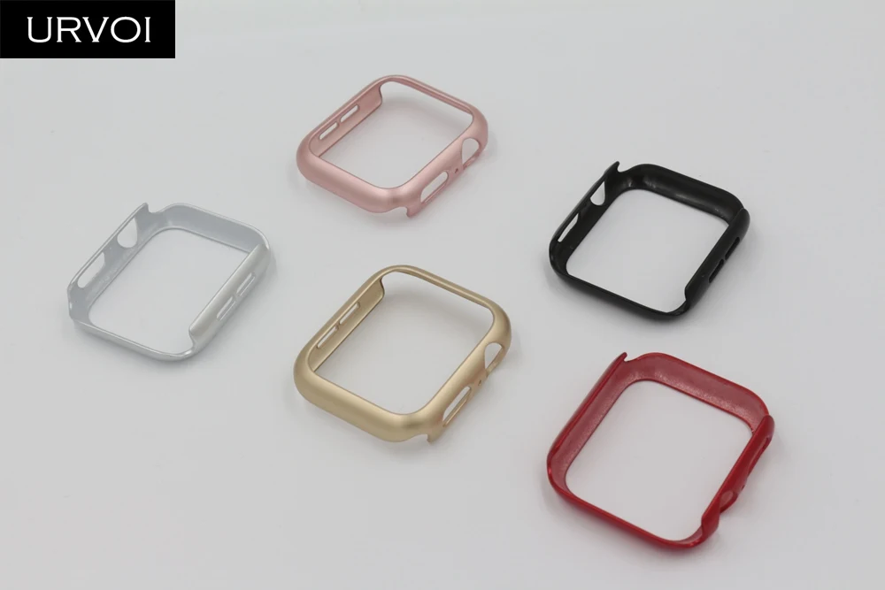URVOI пластиковый чехол для Apple Watch series 5 4 Жесткий ПК Рамка нормальный Бампер протектор для iWatch slim fit Тонкий чехол ремешок 40 44 мм
