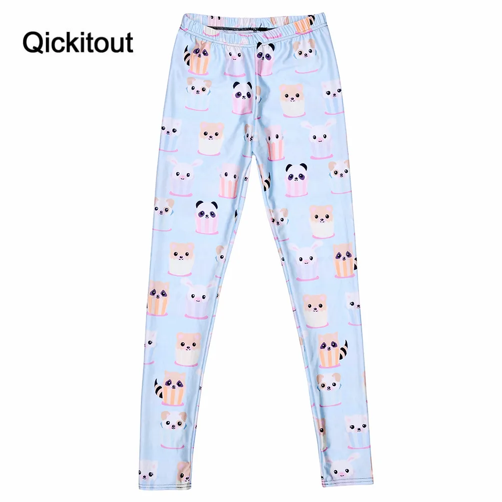 Штаны с космическим принтом разноцветные конфеты кавай Синие леггинсы женские