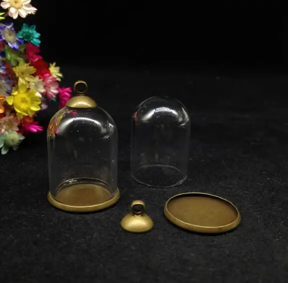 bronze classic cap 3 шт. 25*18 мм трубка-колокольчик сосуд стакан круглый пузырь стеклянный флакон кулон с классическим лотком крышка стеклянная Желая бутылка крышка купольное ожерелье - Цвет: bronze classic cap