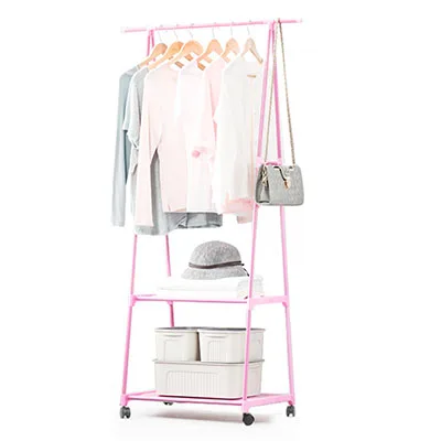 HH390300PI Multi-function Triangle Coat Rack Removable Bedroom Hanging Clothes Rack With Wheels Floor Standing Coat Rack Clothes Hanger - Цвет: HH390300PI