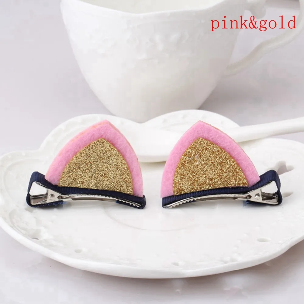 pink gold 1 пара,, новинка, милые забавные 6 цветов, колокольчики, кошачьи ушки, заколка для волос, косплей, аниме, костюм, Хэллоуин, день рождения, аксессуары для волос заколка - Цвет: pink gold