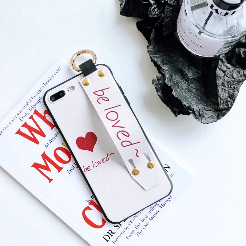For iPhone X Case Love Heart Wristband Soft 8 7 6 6S Plus Slim Protective Cover iPhone8 Korean Fashion |