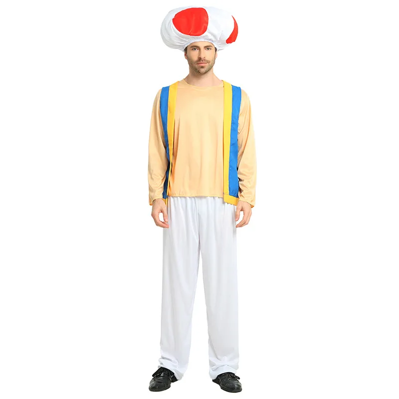 2019 New Carnival Halloween Mens Adult Mushroom Costume 1980s Video Game Male Fancy Dress Role-Play Party Outfit |