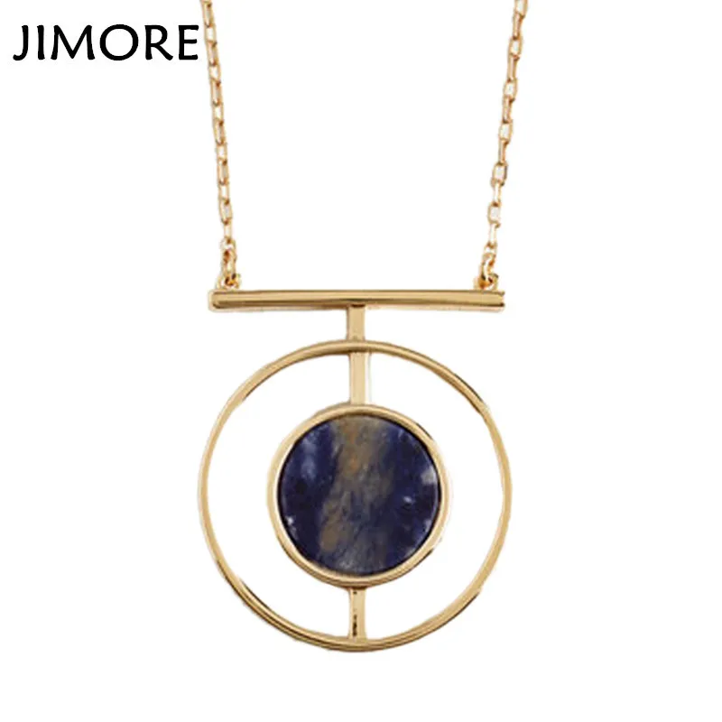 [Jimore] длинная цепочка свитер Цепочки и ожерелья геометрический камень кулон