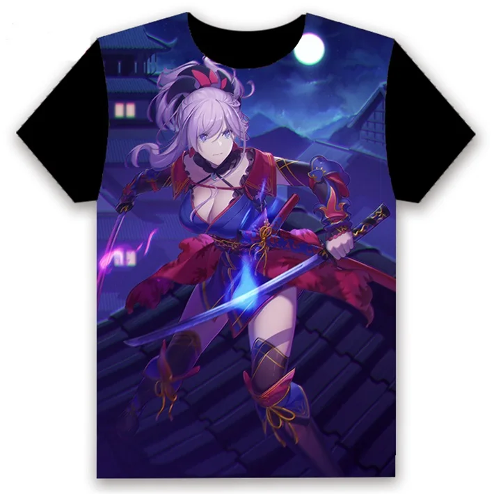 Футболка Аниме Манга Fate/Grand Order Miyamoto Musashi Косплей короткий рукав женские мужские черные футболки Топы повседневные летние Забавные Рубашки - Цвет: 7