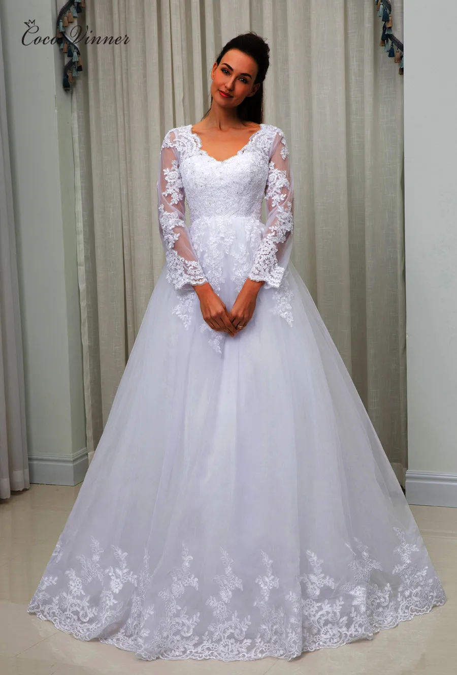 

Сексуальное свадебное платье с открытой спиной, недорогое платье с длинным рукавом и аппликацией из бисера, индивидуальный пошив, ТРАПЕЦИЕВИДНОЕ свадебное платье, платье, W0059