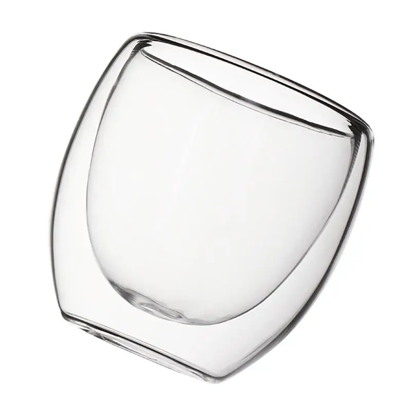 4 шт 2,7 унций с двойными стенками из прозрачного стекла ручной работы, термостойкие мини чашки для чая и напитков, кружка для здорового напитка, кофейные чашки, изолированное стекло