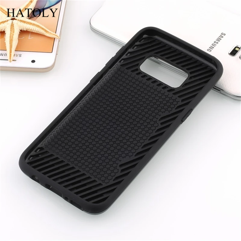 HATOLY Case For Samsung Galaxy S8 G9500 5.8&quot Brushed Armor Silicon Rubber Hard Phone Cover for with Card Slot |