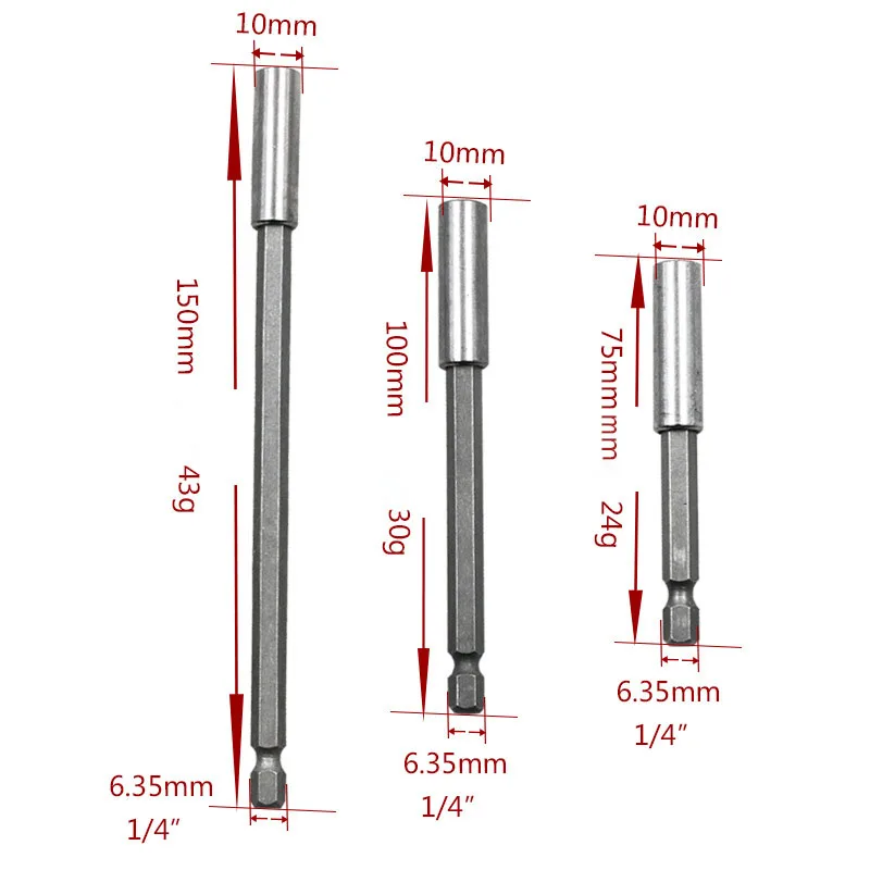 1/4 дюймов шестигранными битами расширение стержня отвертки длинный хвостовик