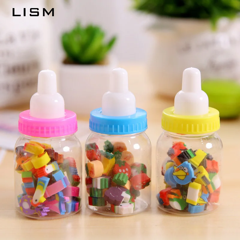 24 шт/бутылка мини прекрасный Цветной ластик для фруктов животных пакет молока