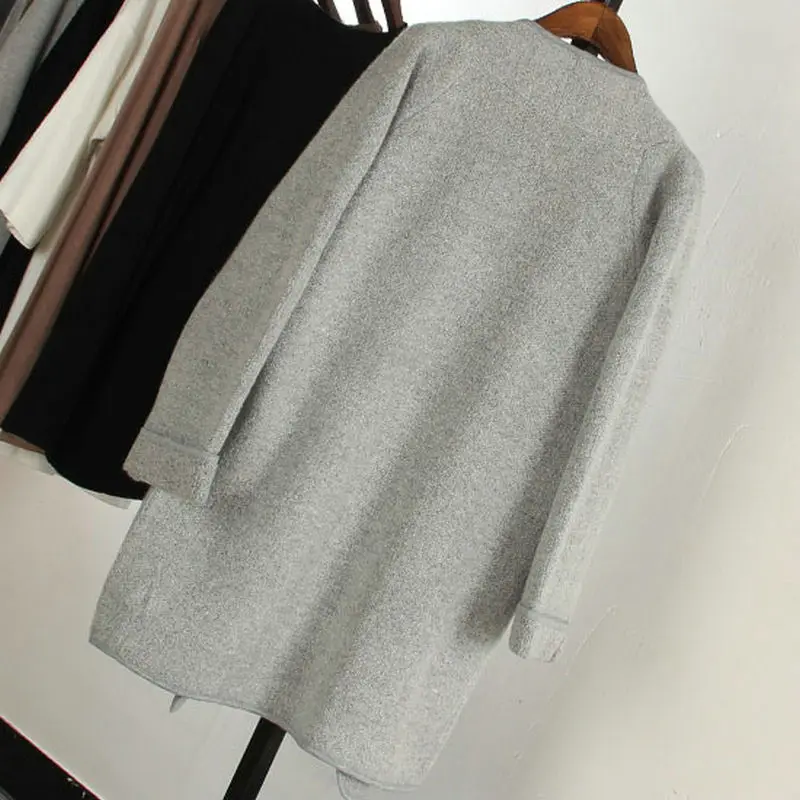 Женский длинный кардиган NM23 трикотажный пончо большого размера с отворотом |