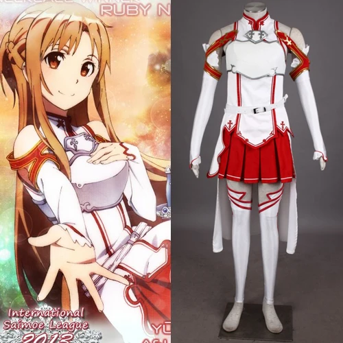 

Sword Art Online Anime Asuna Yuuki Cosplay Costume For Women Halloween Clothing Sexy Dresses Costumes