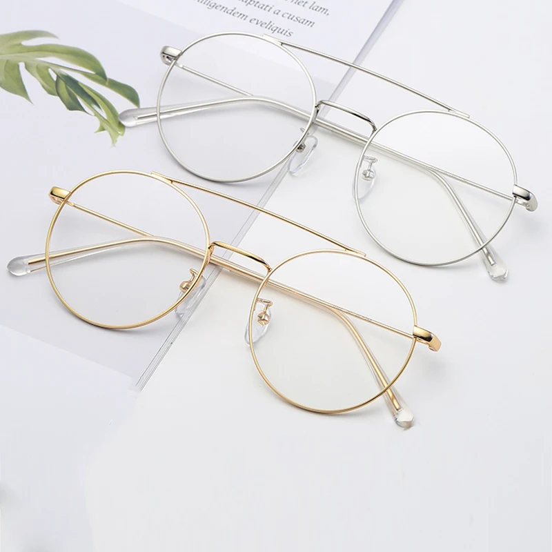 Индивидуальные круглые Двойные Лучи Cut Frame унисекс очки ретро Оптический Рецепт