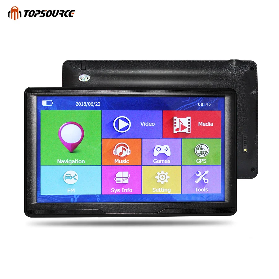 

TOPSOURCE Car GPS Navigation HD 7 Inch Capacitive Screen ce6 Built in 8GB Map For Europe/USA+Canada Truck Vehicle GPS Navigator