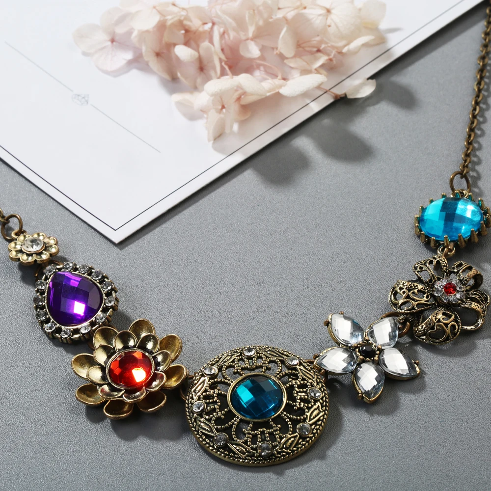 Женское длинное ожерелье Collier винтажные хрустальные цветы колье и подвески 2020 |