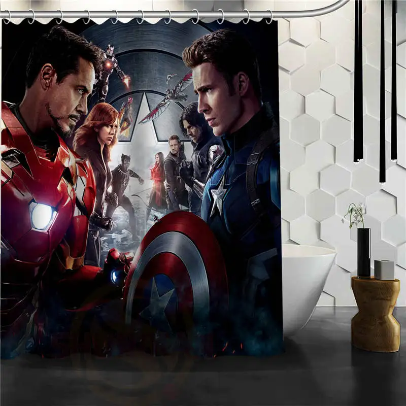 Оранжевый Пользовательские Мстители, Marvel hero занавески для душа Новые Большие европейские и американские большие идеи печать издание полиэстер занавески для ванной - Цвет: Оранжевый