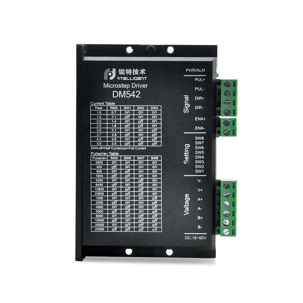 Rtelligent Заводской магазин DM542 Nema 23 шаговый двигатель драйвер ЧПУ комплект 5.0A 24-50VDC DC драйвер двигателя для NEMA 17 23 шаговый двигатель
