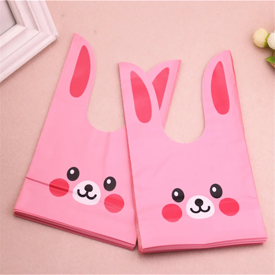 Wholesale 50pcs/lot 13x21cm Cute Cartoon Wedding Candy Bag Plastic Packing For Snack Lovely Rabbit Ear Cookies Packaging Bags