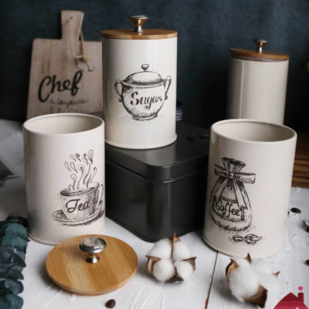 Набор металлических канистр для хранения сухих продуктов контейнер кухонной