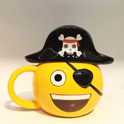 pirate cup Креативные кружки, Забавный табурет, выразительный пиратский пончик, автобус, слон, тиранты, цветная керамическая кружка с крышкой, HandgripCoffee, милая офисная чашка - Цвет: pirate cup