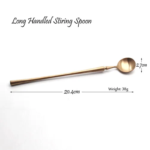 Long Stiring Spoon Роскошный Розовый Золотой набор столовых приборов 304 нержавеющая сталь цветной столовый нож и столовая вилка Столовые приборы кухонные принадлежности - Цвет: Long Stiring Spoon