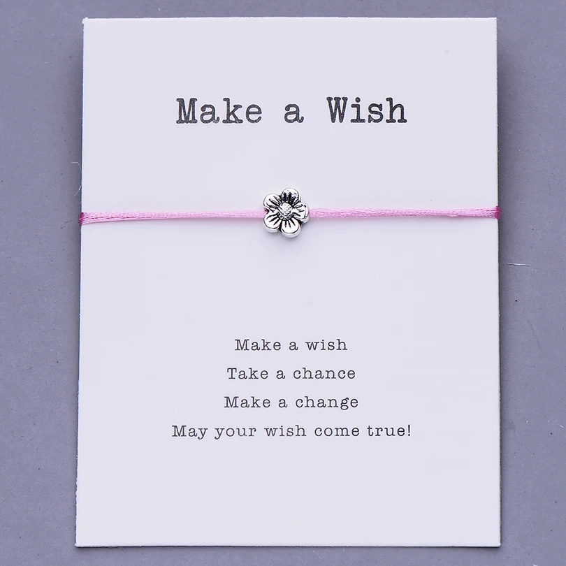 Pipitree Make a Wish, мини-браслет с цветами, женский, регулируемый, на удачу, красные браслеты, для женщин, детей, Wish, ювелирное изделие, карта, подарок