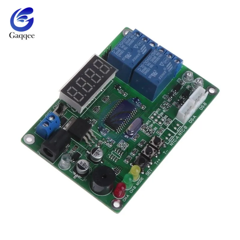 DC 5-24V 12V 2-CH Высокоточный светодиодный цифровой дисплей интеллектуальный регулятор температуры Термостат Термометр с 2 зондом