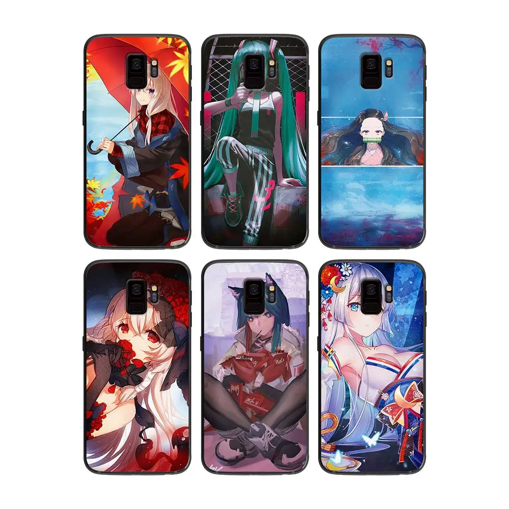 Japanese anime girl soft phone cover case for Samsung Galaxy S6 S7 S8 S9 S10e Plus Note 8 9 CASES | Мобильные телефоны и