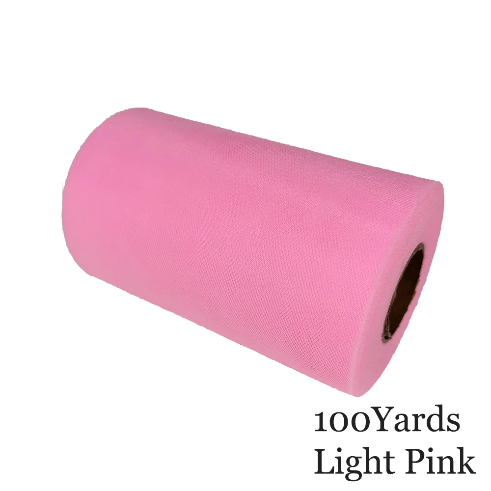 Light Pink 15 см, 100 ярдов, фатиновая пачка в рулоне, 6 дюймов, Тюлевая пачка для душа для малышей, сделай сам, для свадебной вечеринки, дня рождения, без шитья, вечерние пачки, декоративные принадлежности - Цвет: Light Pink