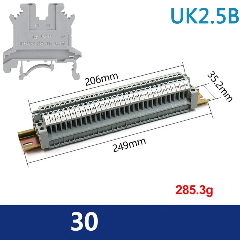 IP65 водонепроницаемая кабельная распределительная коробка 250*150*100 мм с UK2.5B din-рейку клеммные блоки Набор 12 способов