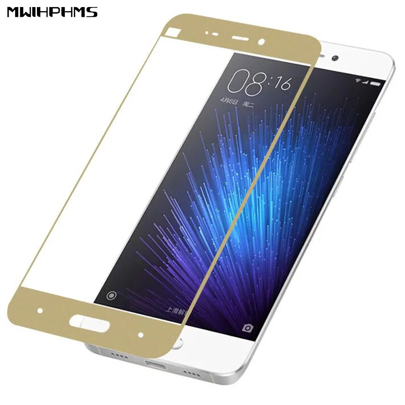 

Full screen protector glass for xiaomi mi5 front silk full cover tempered glass film on for phone xiaomi mi5 screen protector