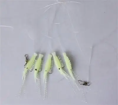 Горячая Распродажа 1 упак Sabiki 5 креветок блеск светится в темноте рыбы для