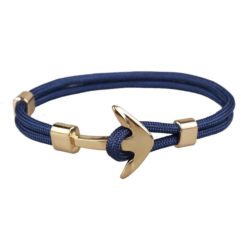 darkblue BOYULIGE, новинка, мужской браслет с якорем, Золотой металлический якорь, веревка для выживания, спортивные крючки, Морской стиль, браслет для мужчин и женщин, ювелирное изделие, подарок - Окраска металла: darkblue