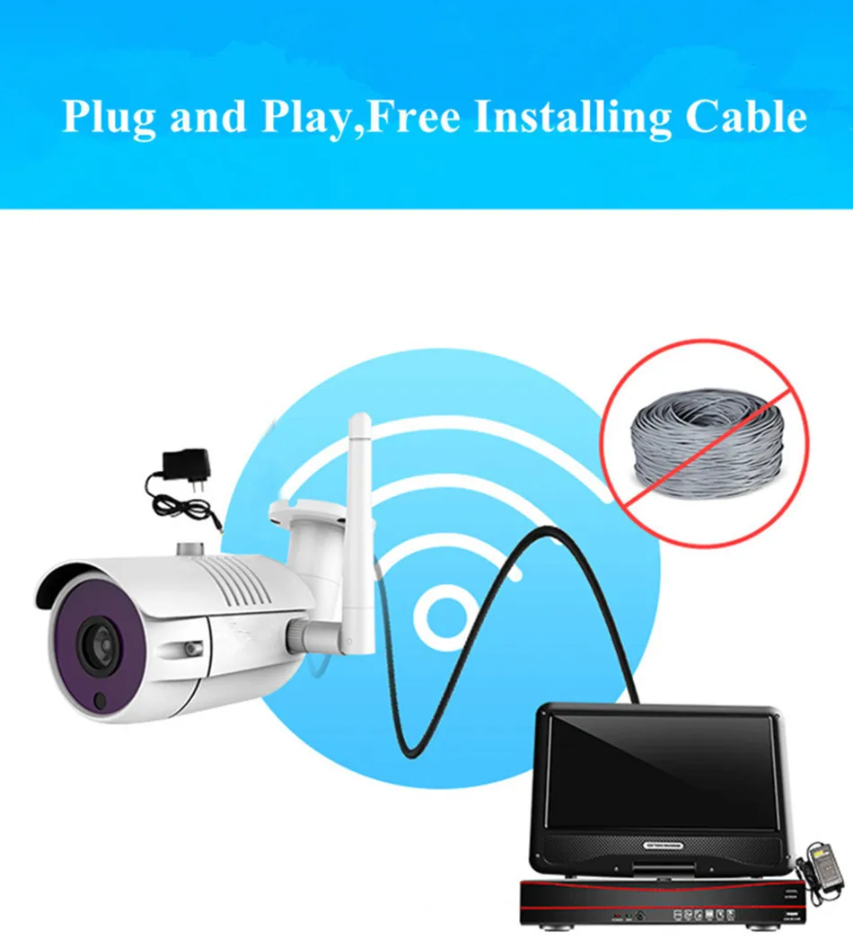 2MP 1080P CCTV Системы 8ch HD Беспроводной h.265 NVR kit 2 ТБ HDD Открытый ИК Ночное видение IP