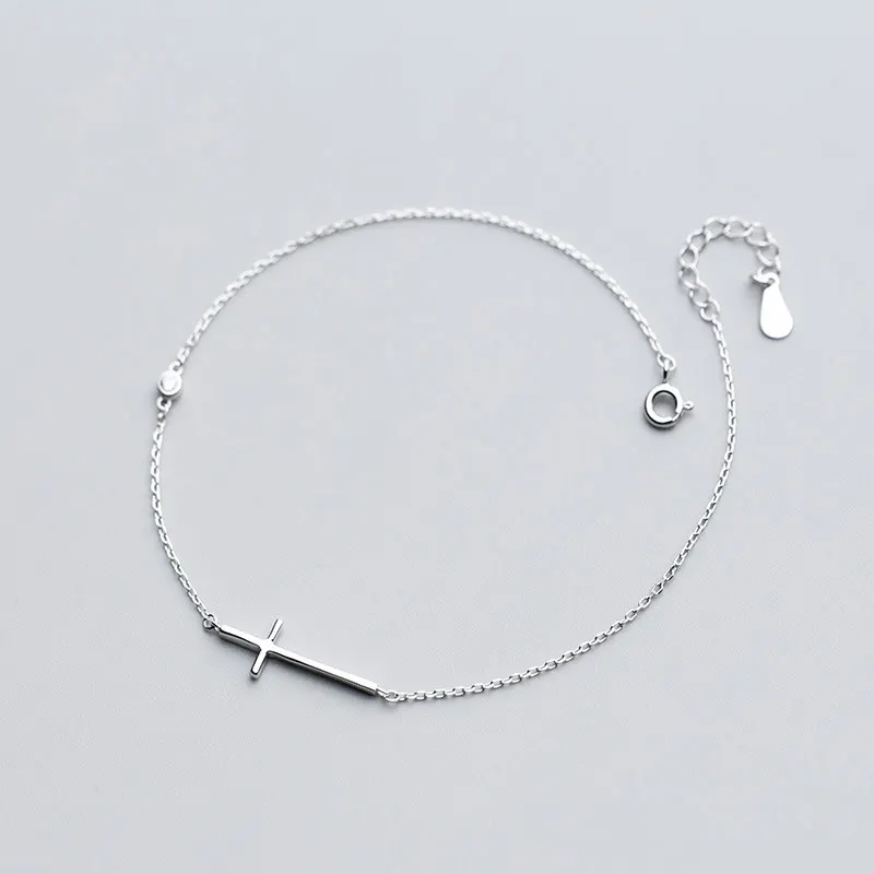 anklets Модные женские браслеты из стерлингового серебра 925 пробы с крестом, цепочка-браслет на лодыжку с шармами, босоножки Украшенные бижутерией, летние аксессуары - Окраска металла: anklets