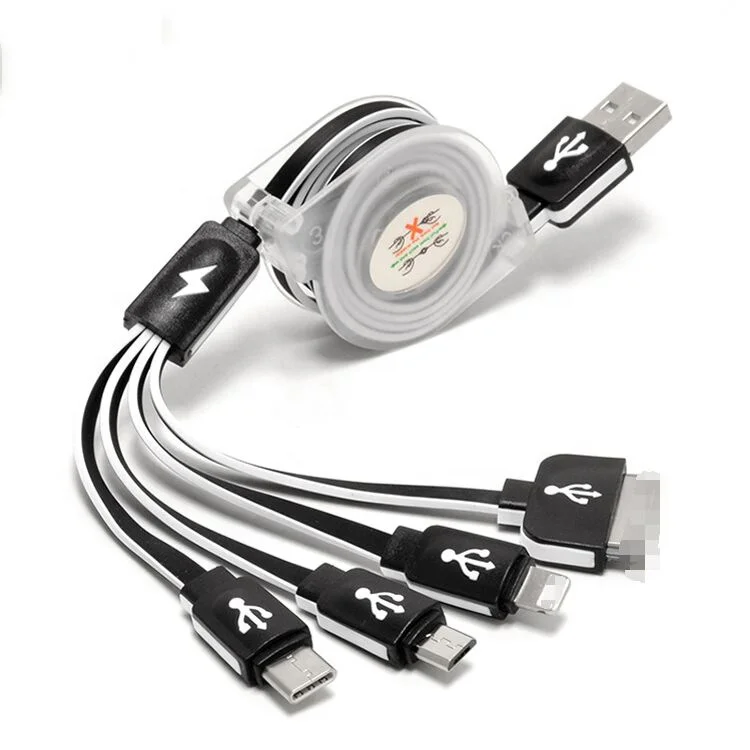Usb кабель для быстрой зарядки мобильного телефона все-в-одном 4 в сочетании с 1 Выдвижной кабель данных