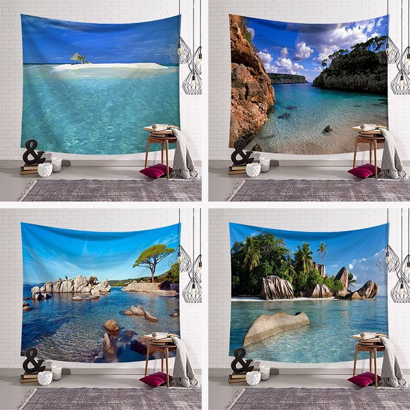 Морские Пейзажи гобелен 3D печатные пляжные полотенца настенный с мандалой